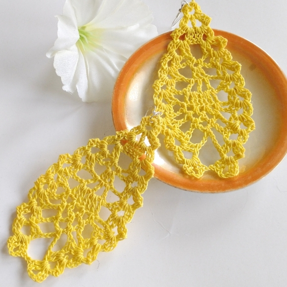 ☀️Lace, earrings, lightweight, Handmade Boho - Picture 1 of 2